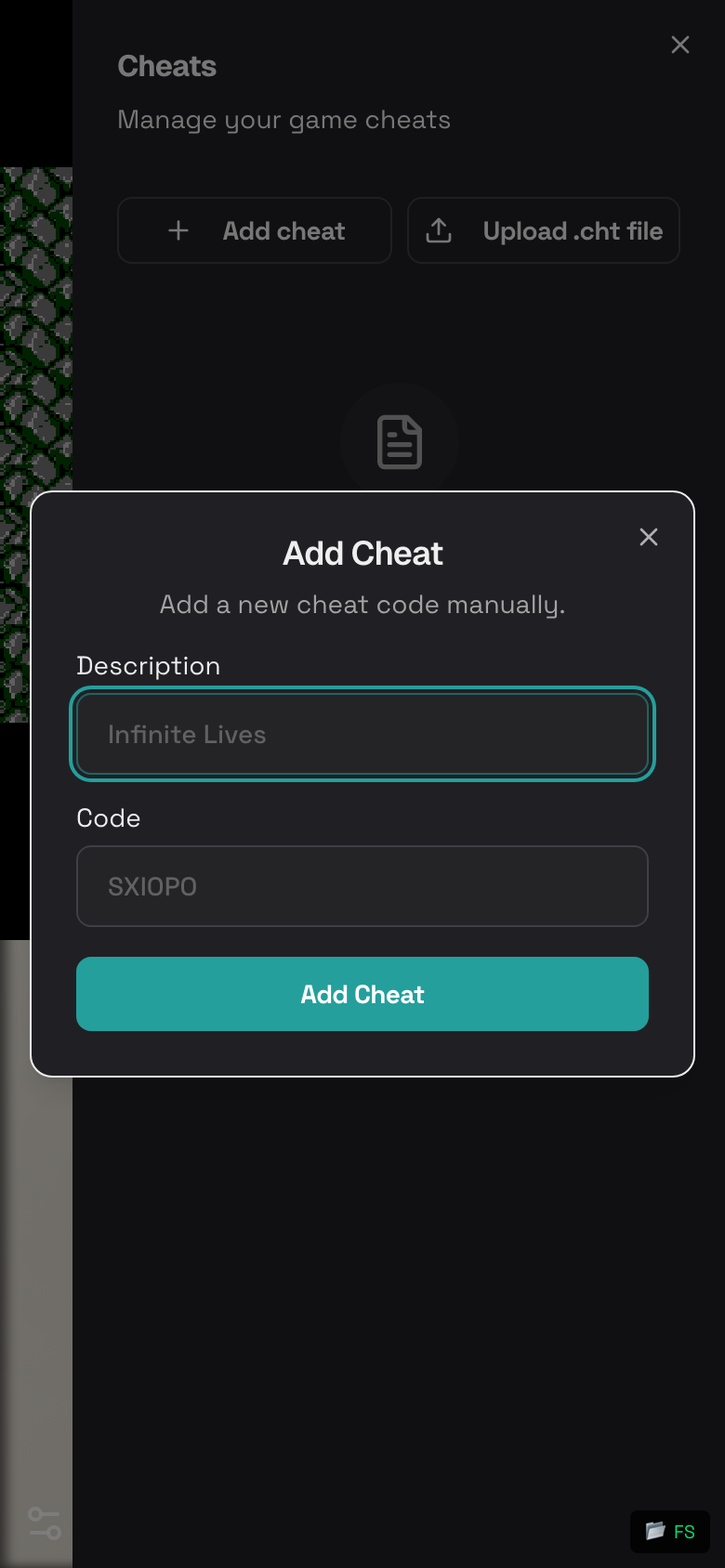 Step 10: Add Cheat dialog