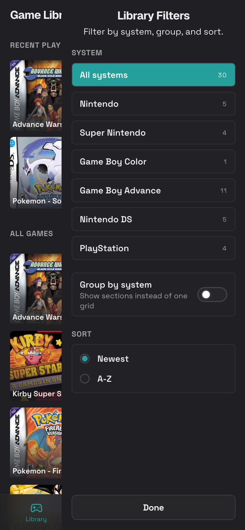 Step 4: Library Filters drawer on mobile