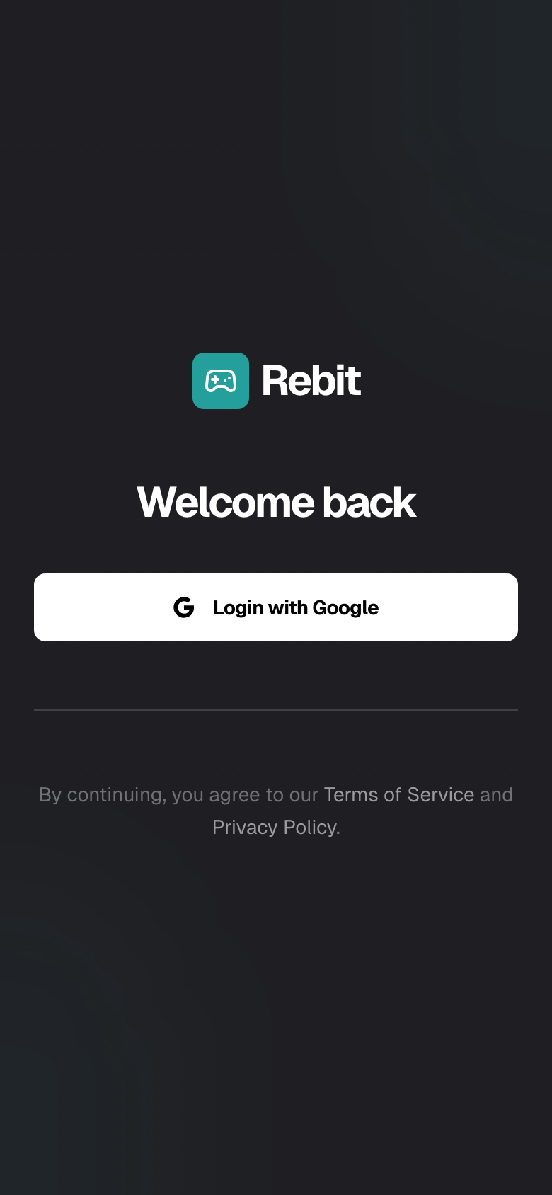 Step 1: Rebit login screen on mobile