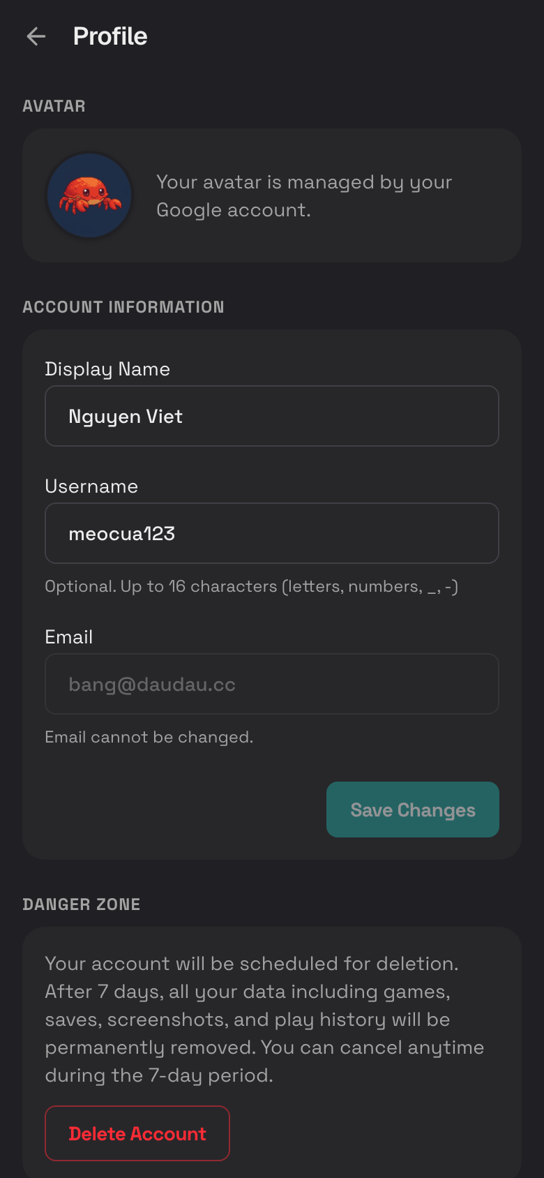 Step 2: Profile settings