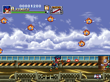 Rapid Reload PS1 boss encounter screenshot Rapid Reload in-game screenshot highlighting boss and effects