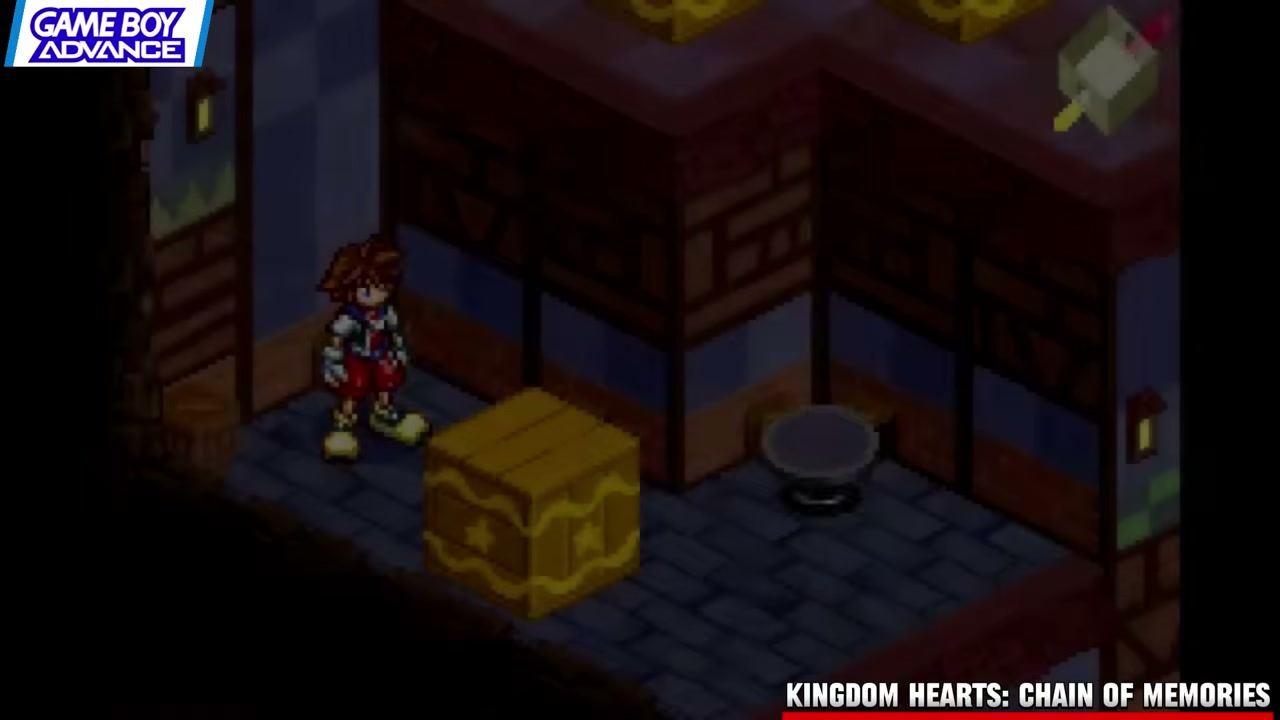 Frame from Renkai Games' GBA retrospective showing Kingdom Hearts: Chain of Memories Chain of Memories rebuilds Kingdom Hearts around card-driven combat