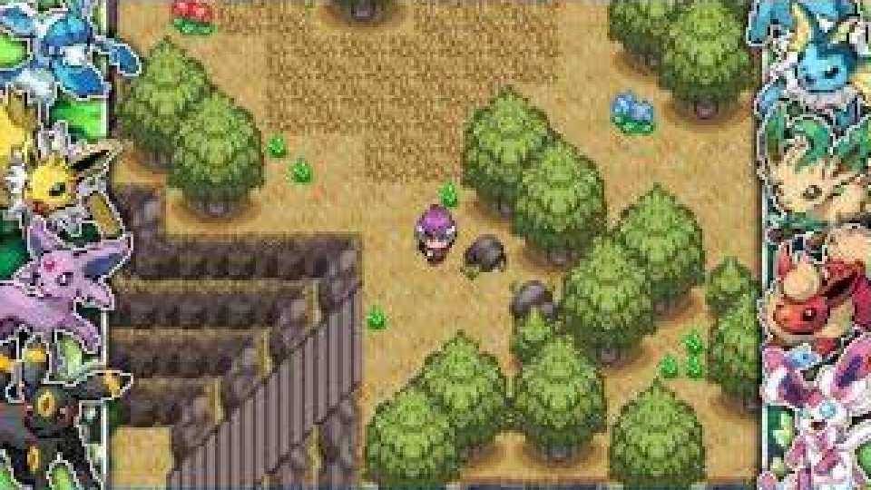 Trainer exploring a wooded rocky route in Pokemon Odyssey II Heroes of Lemuria