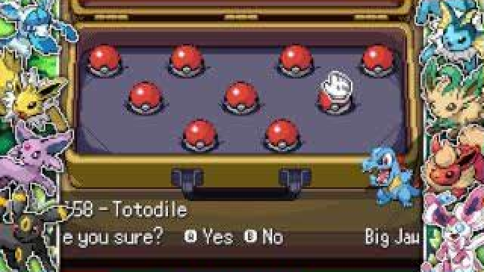 Nine Poke Balls on SoulGold's starter selection screen