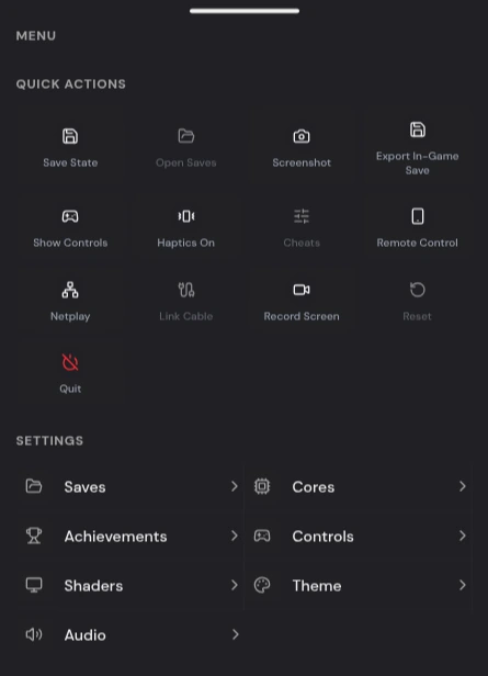 Rebit menu containing Export In-Game Save and Netplay