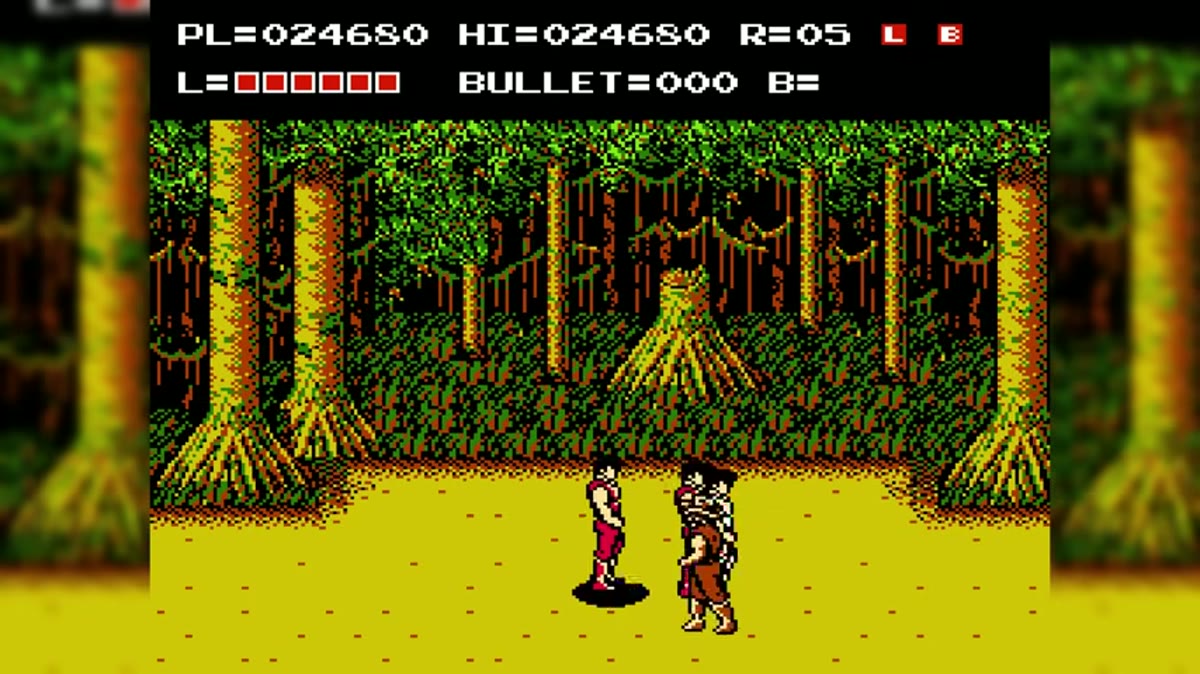 The Adventures of Bayou Billy NES forest combat screenshot