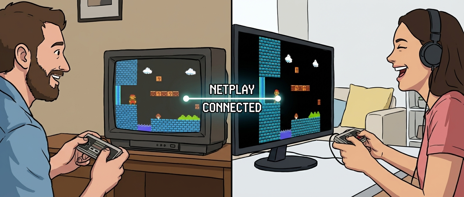 Friends playing retro games online