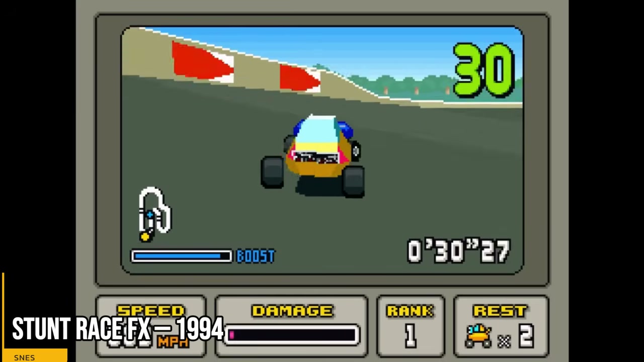 Stunt Race FX utilizing the Super FX Chip